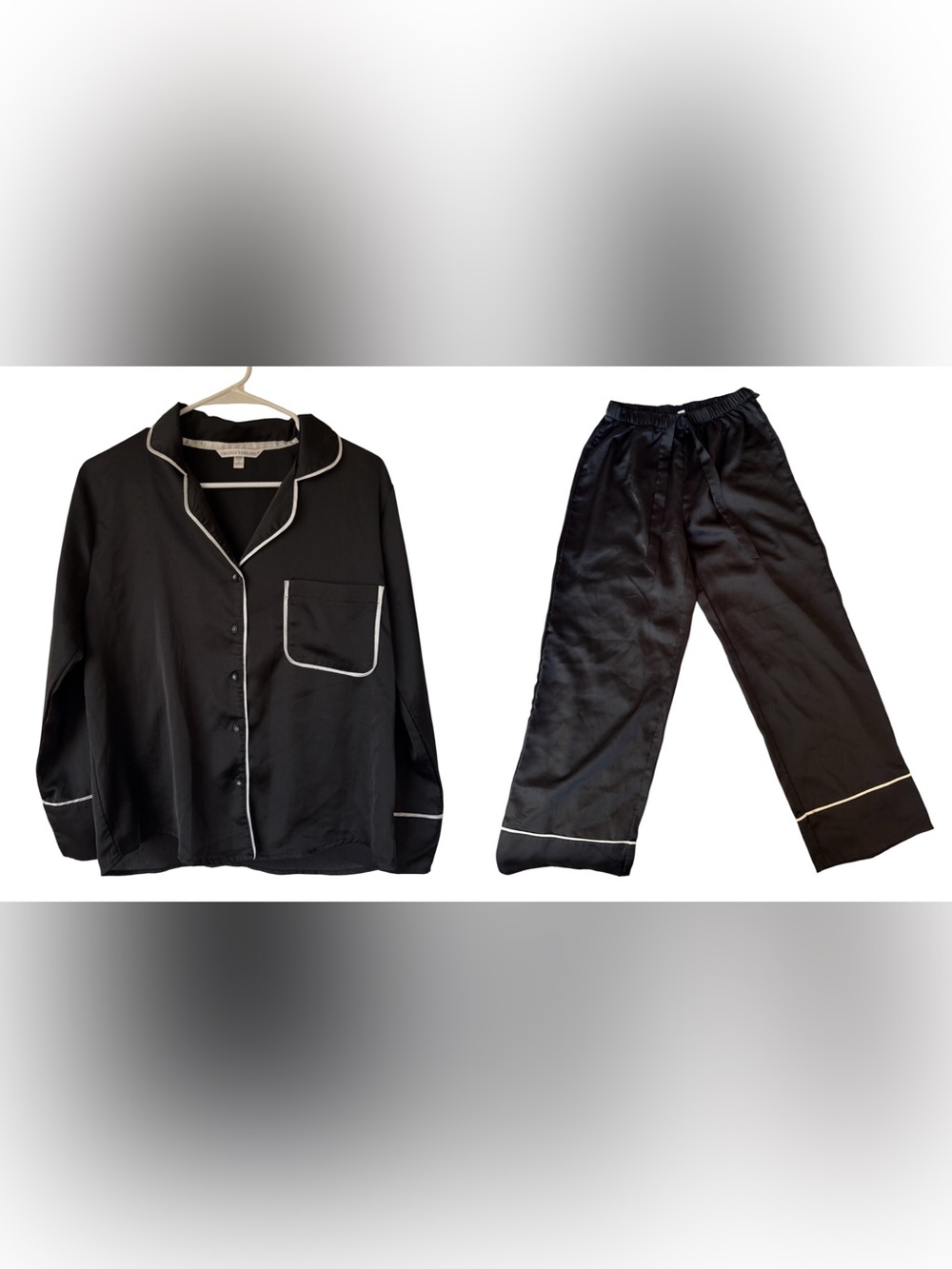 Black Satin Pajamas Set
